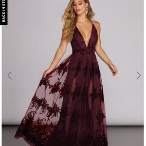 Morgan Formal Flocked Velvet Dress